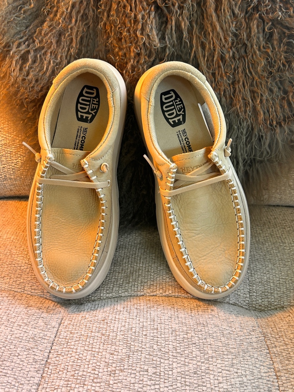 Hey Dude platform Sandstone Beige Wally Shoe